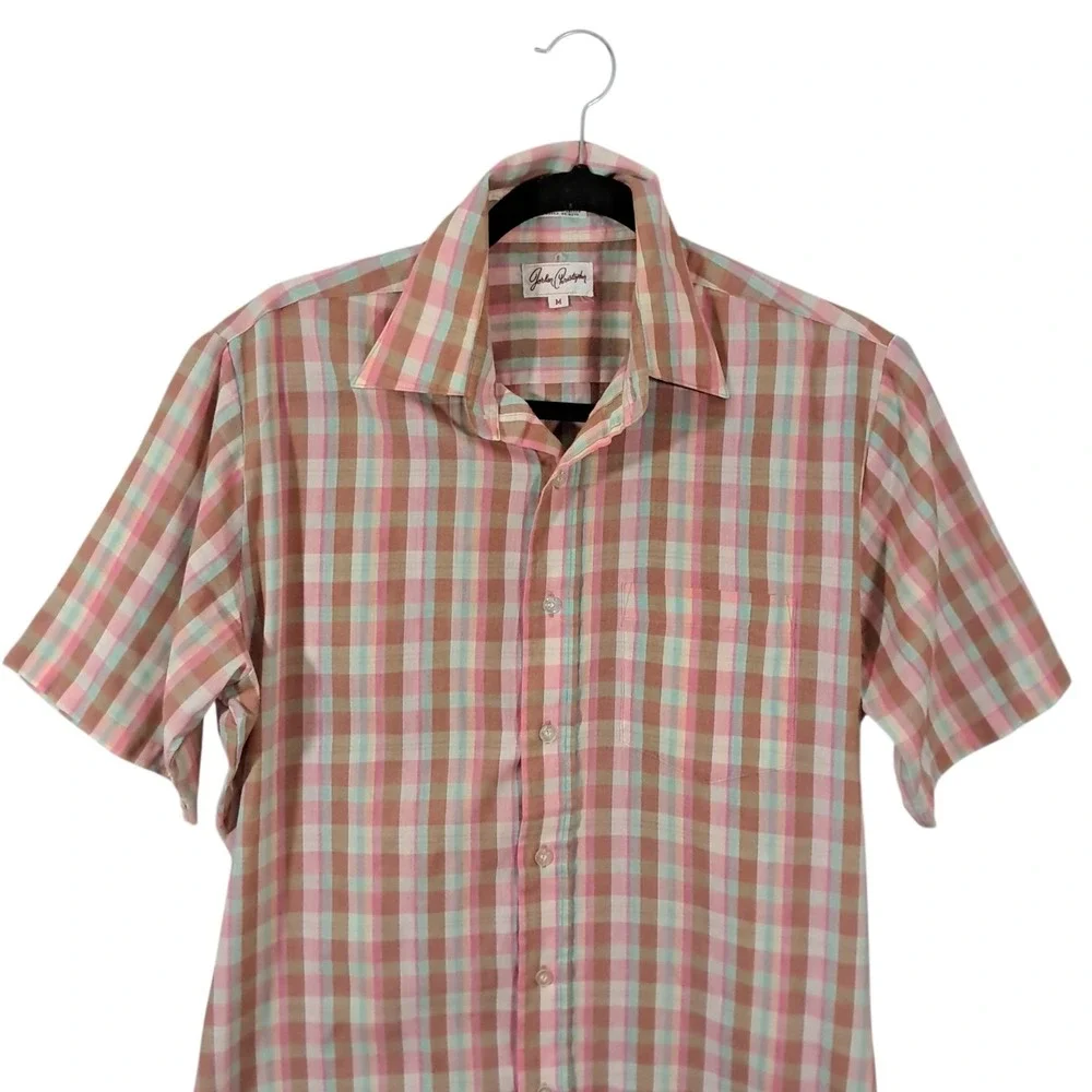 Vintage‎ Shirt Jordan Christophe Mens Size Medium Plaid 80s Lightweight Sheer